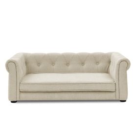 Elegant Rectangular Pet Bed For Medium And Large Dogs (Color: beige)