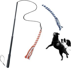 Dog Extendable Teaser Wand Pet Flirt Stick Pole Puppy Chasing Tail Interactive Toy For Small Medium Large Dogs Training Playing Exercise (Color: Black)